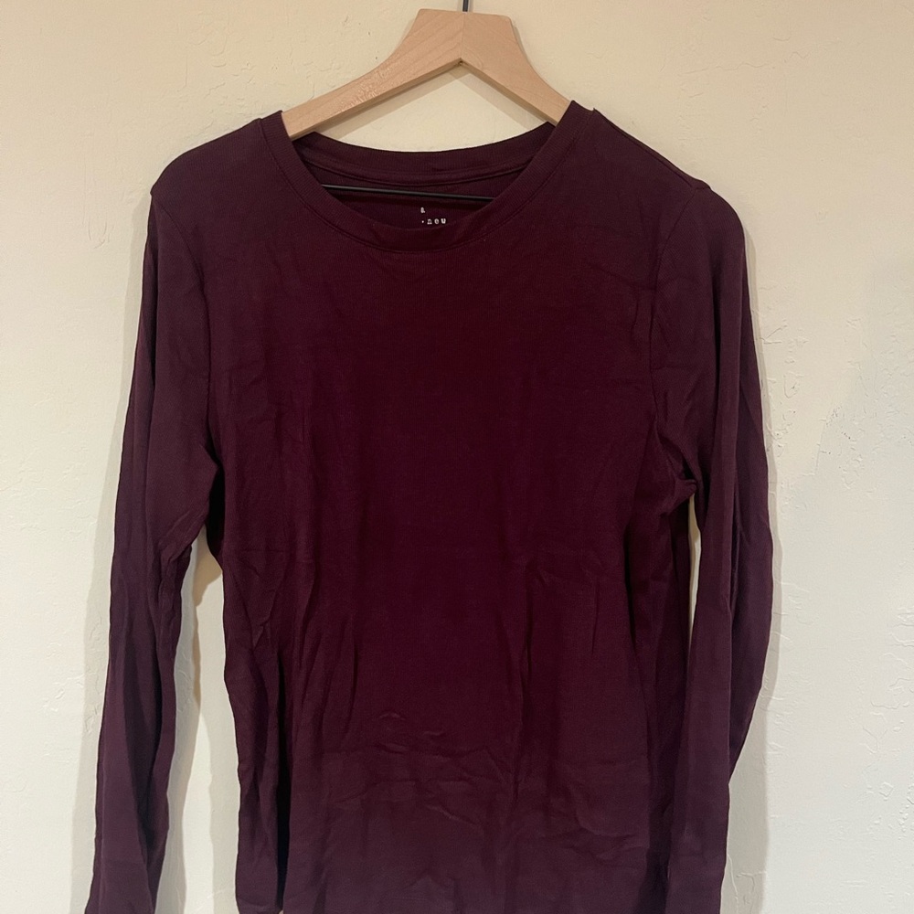a new day Maroon Long Sleeve Basic Top, Size L